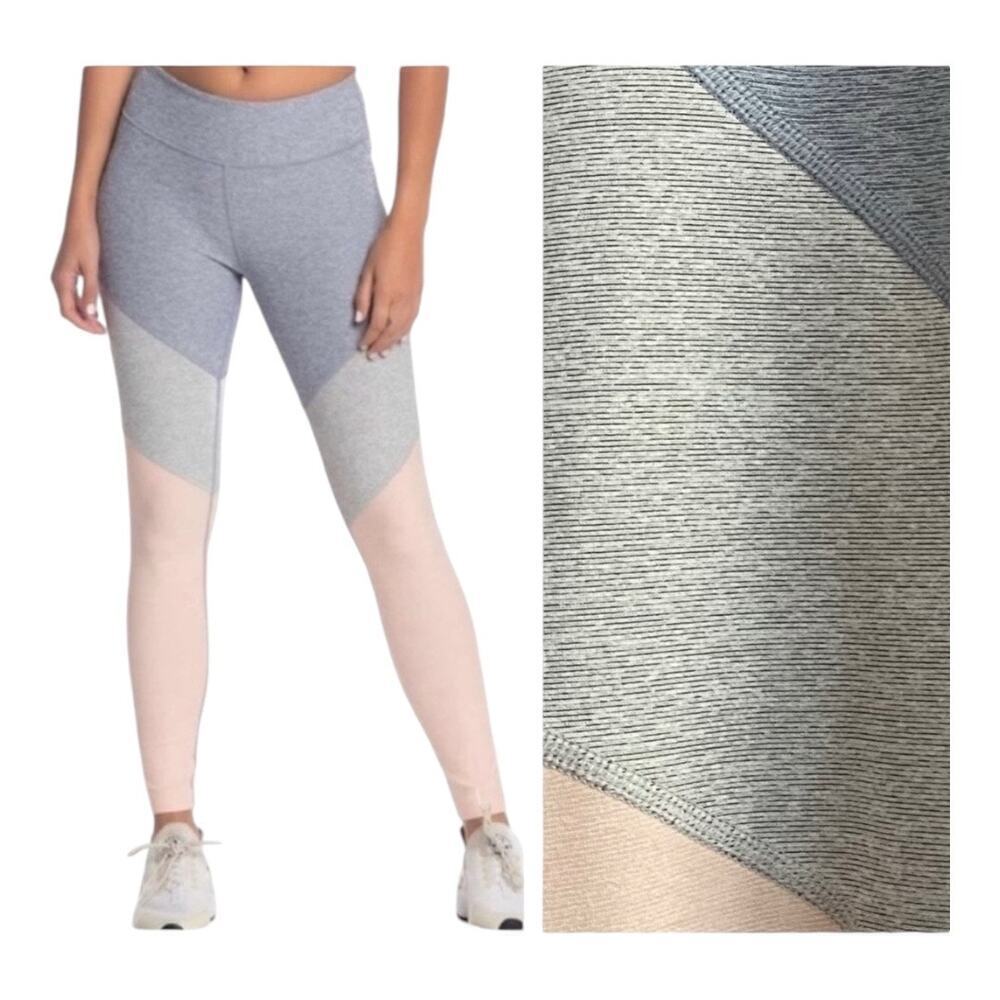 Outdoor Voices Springs Leggings 7/8 Length Gray Pink Color Block Activew…​